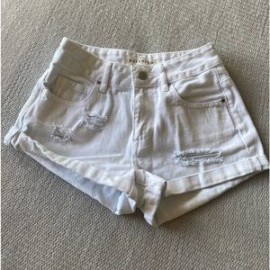 White Bullhead cutoff shorts
